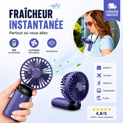 Mini Ventilateur Portable Rechargeable – Fraîcheur Instantanée Partout